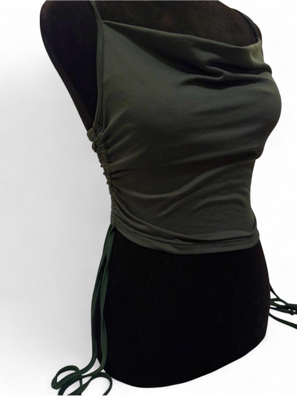 SHEIN Olive Green Cowl Neck Ruched Side Camisole